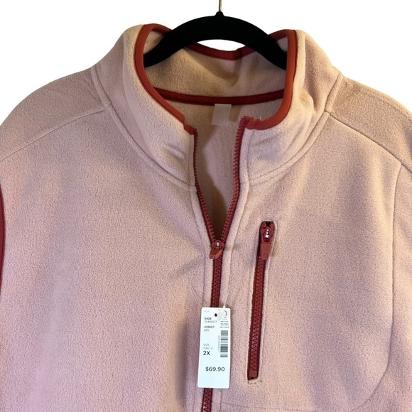 Hyba Women's Vest Size 2X Polar Colour Blocked Pink Tan Sleeveless - Picture 6 of 14